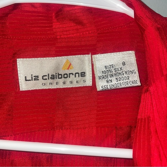 Liz Claiborne Sport Vintage Drop Waist Red Checkered Dress 100% Silk Size 8 - Picture 2 of 9